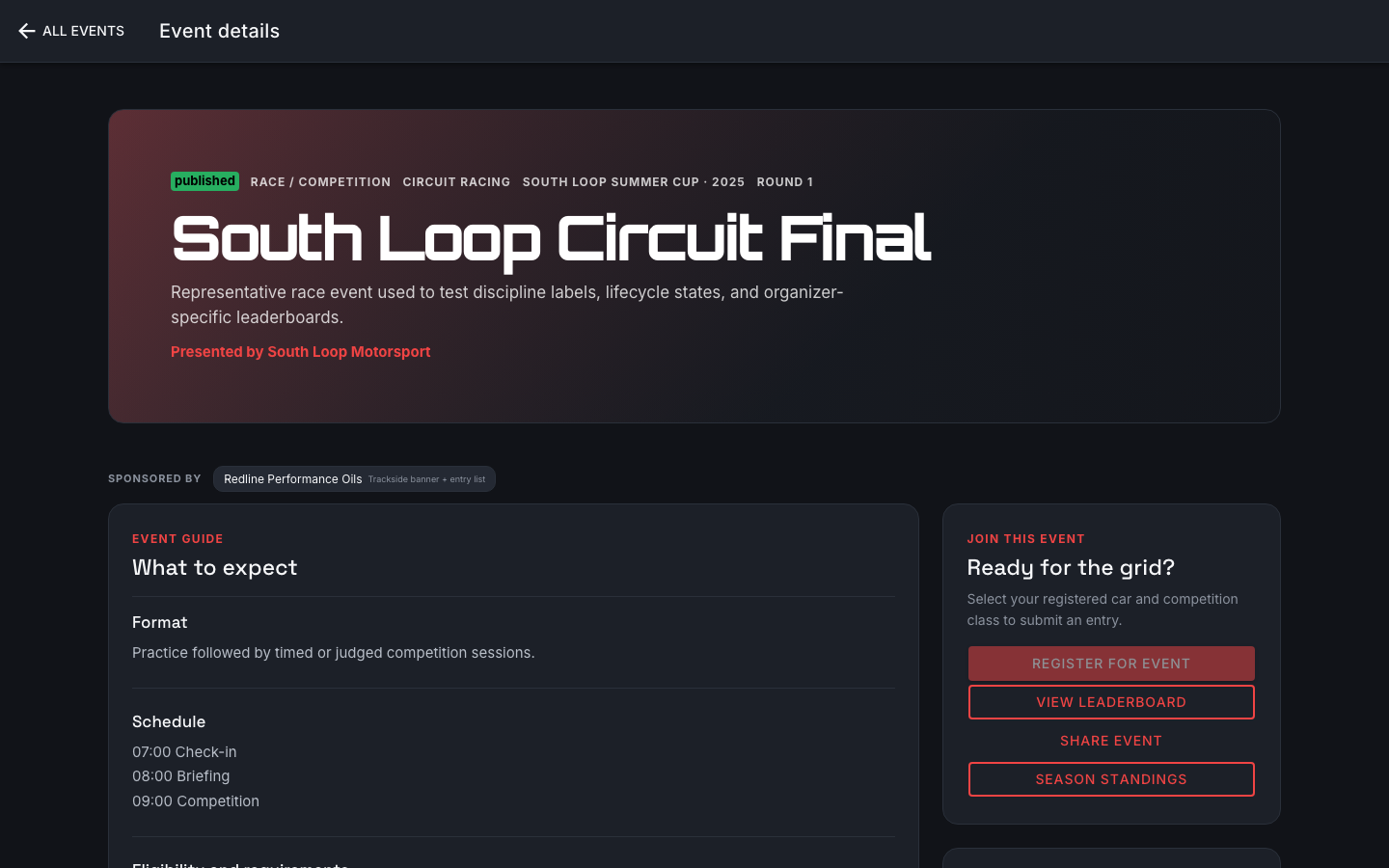 Event page