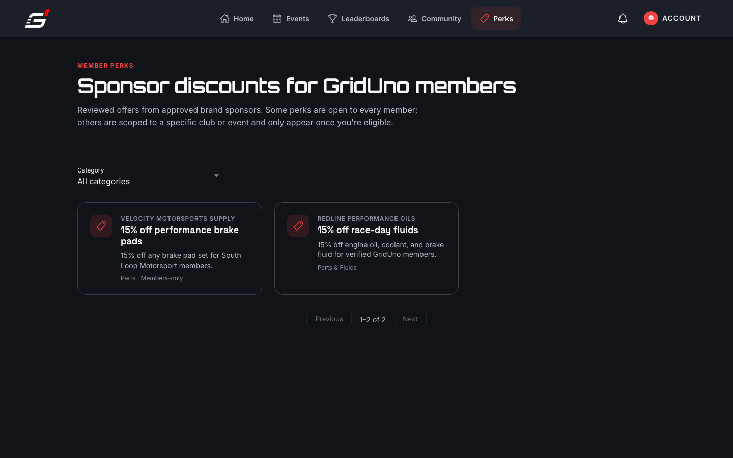 Member Perks directory