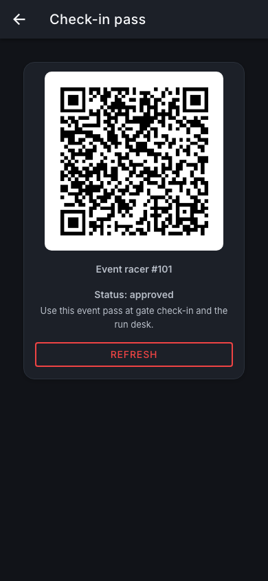 Check-in pass — mobile