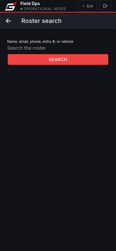 Roster search — mobile