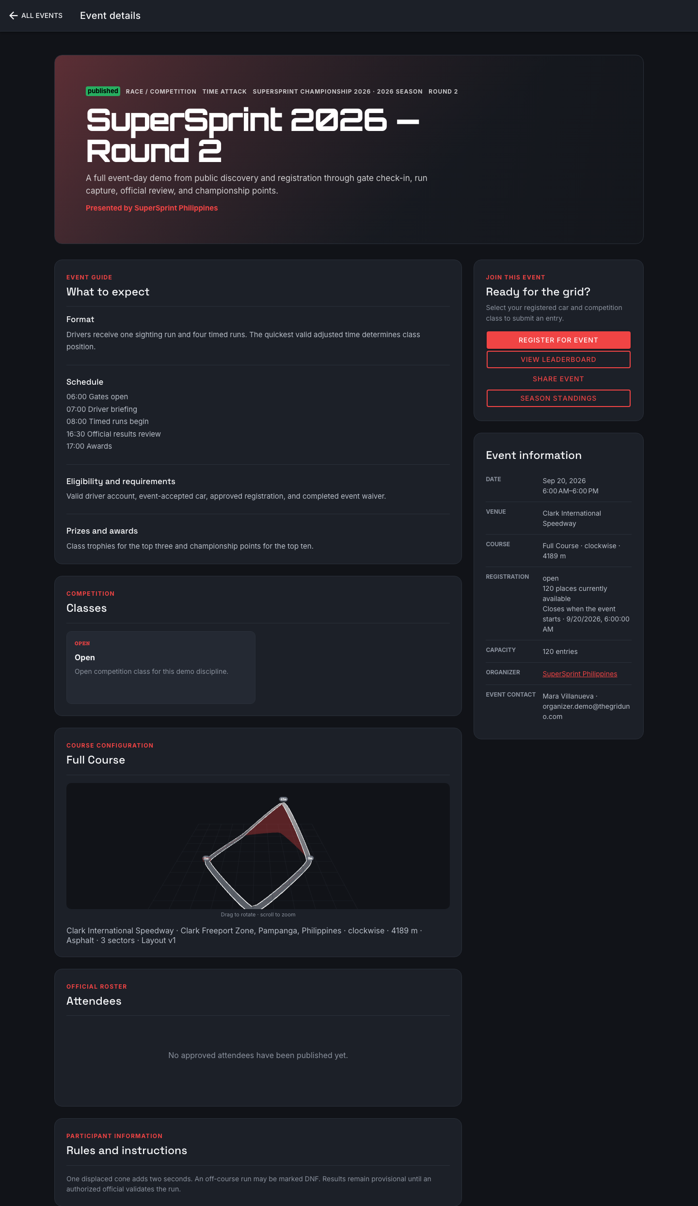 Event page