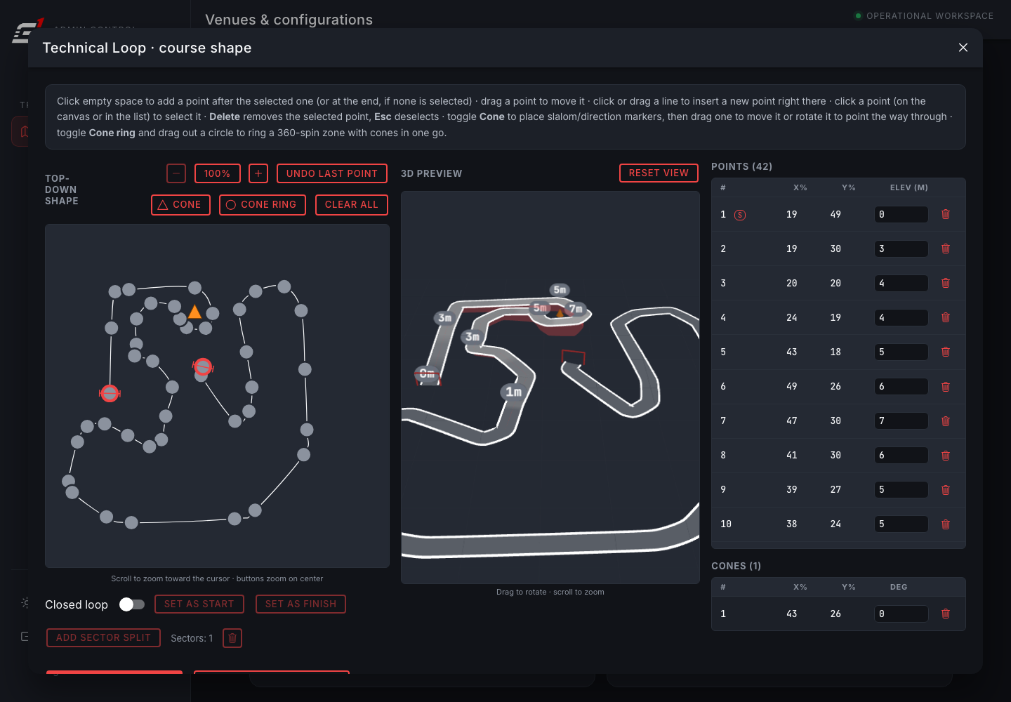 Course shape editor