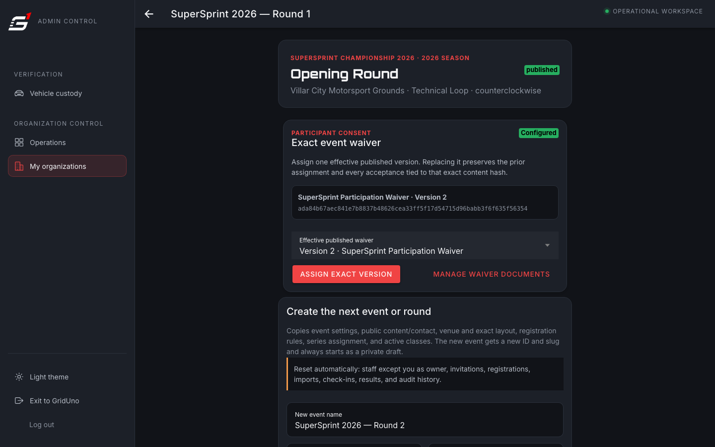 Event control