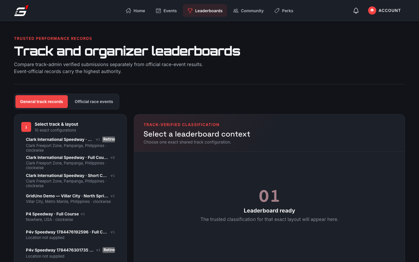 Track leaderboard hub